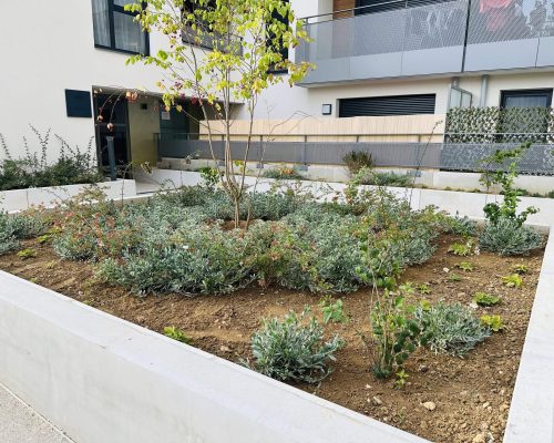 Espaces verts d'une copropriété d'habitation